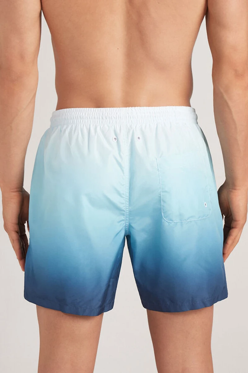 Blurry Blue Print Swim Trunks