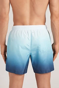 Blurry Blue Print Swim Trunks