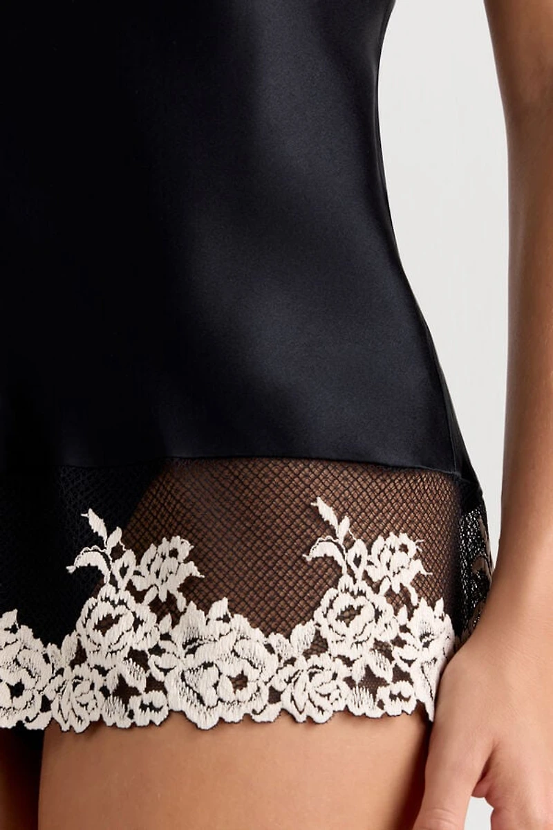 Pretty Flowers Thin Strap Silk Tank Top