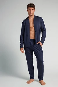 Open Front Full Length Pajamas Cotton