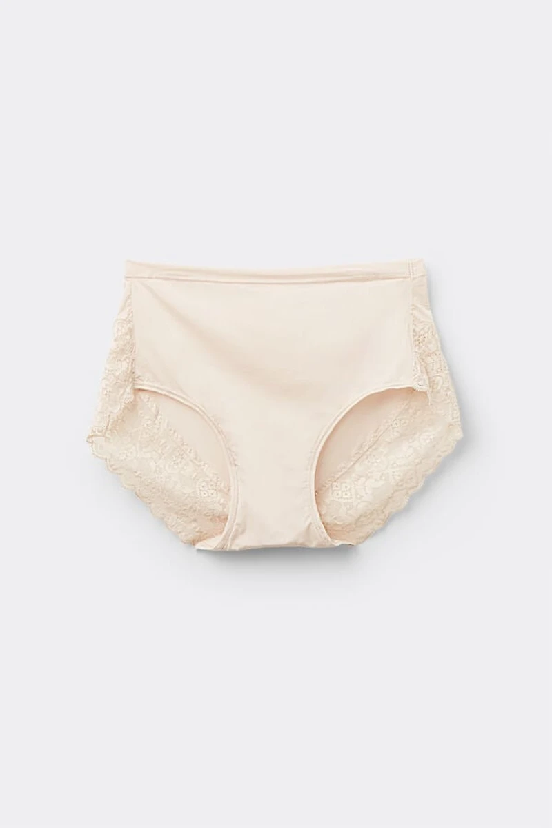 Microfiber and Lace High Rise Panties