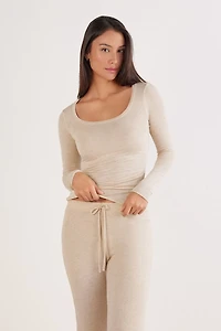 Long Sleeve Scoop Neck Top Ultralight Modal with Cashmere