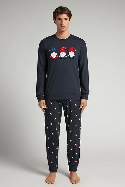 Gnome Print Full Length Cotton Pajamas