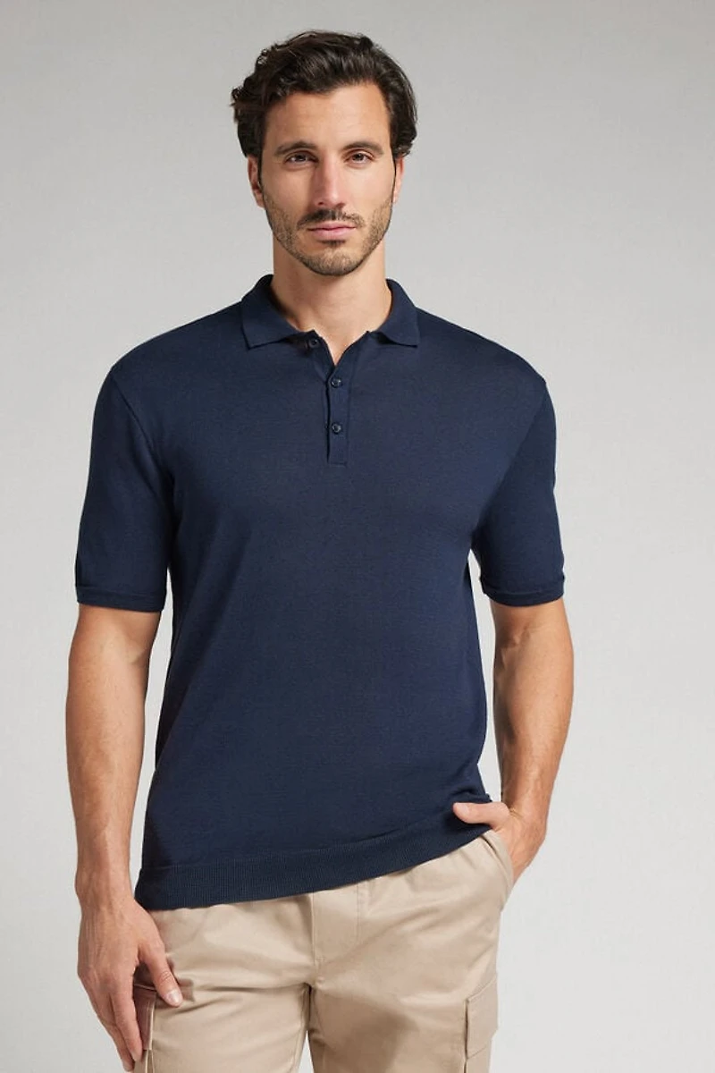 Cotton Short Sleeve Knit Polo Shirt
