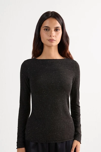 Crewneck Top Modal Light with Cashmere Lamé
