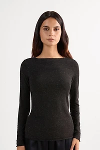 Crewneck Top Modal Light with Cashmere Lamé