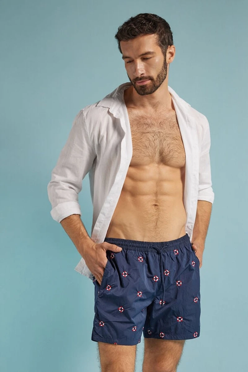 Embroidered Lifesaver Swim Trunks