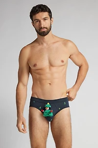 Plush Penguin and Christmas Tree Superior Cotton Briefs