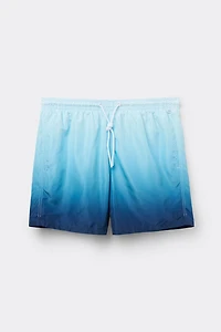 Blurry Blue Print Swim Trunks