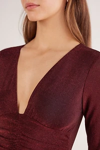 Shimmering Passion Long Sleeve Lamé Bodysuit