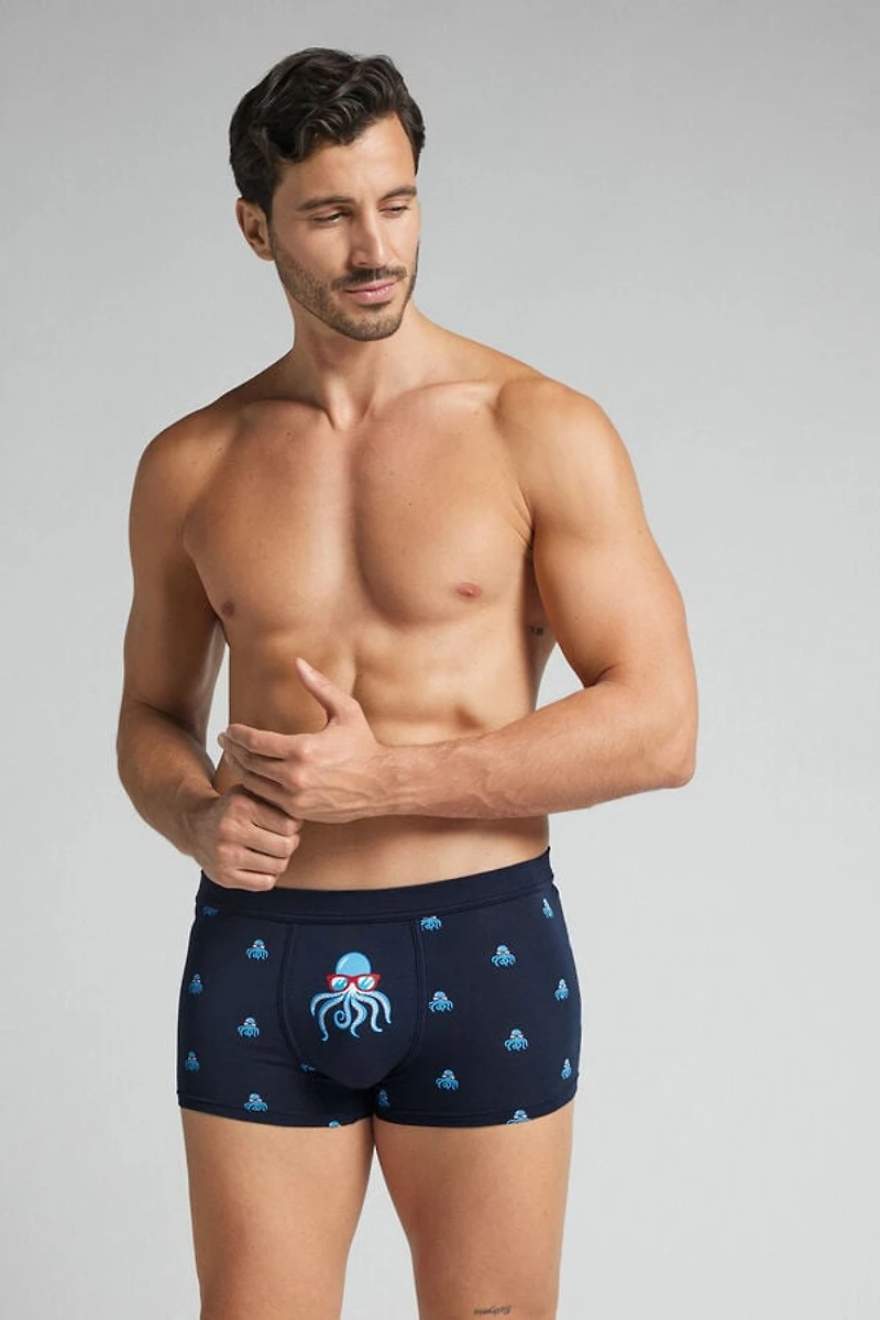 Octopus Print Natural Fresh Cotton Boxers
