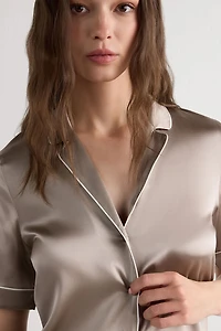 Menswear Cut Short Sleeve Silk Shirt