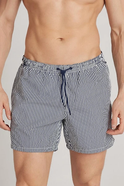 Stripe Print Swim Trunks