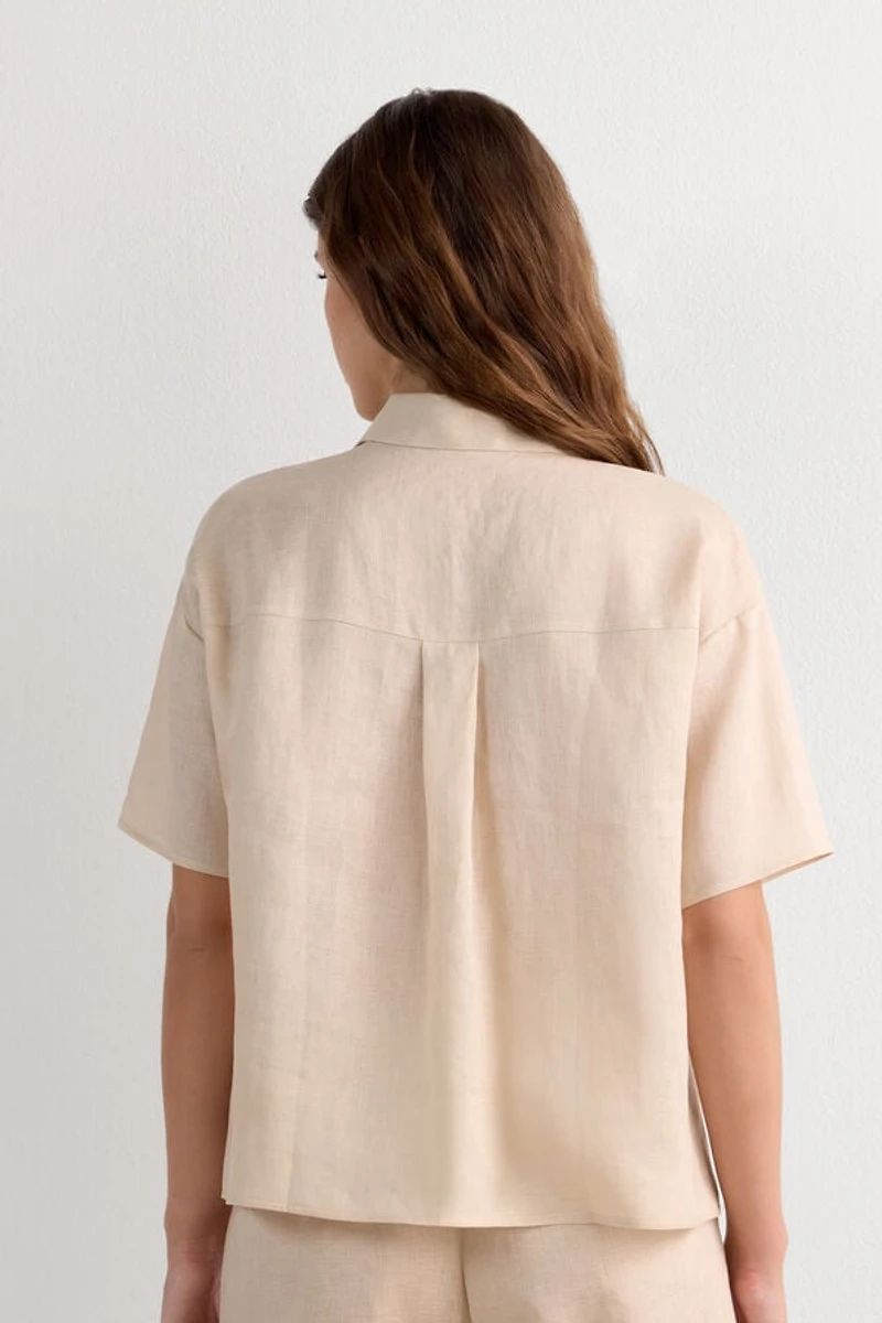 The Pure Linen Short Sleeve Shirt Fabric