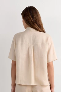 The Pure Linen Short Sleeve Shirt Fabric