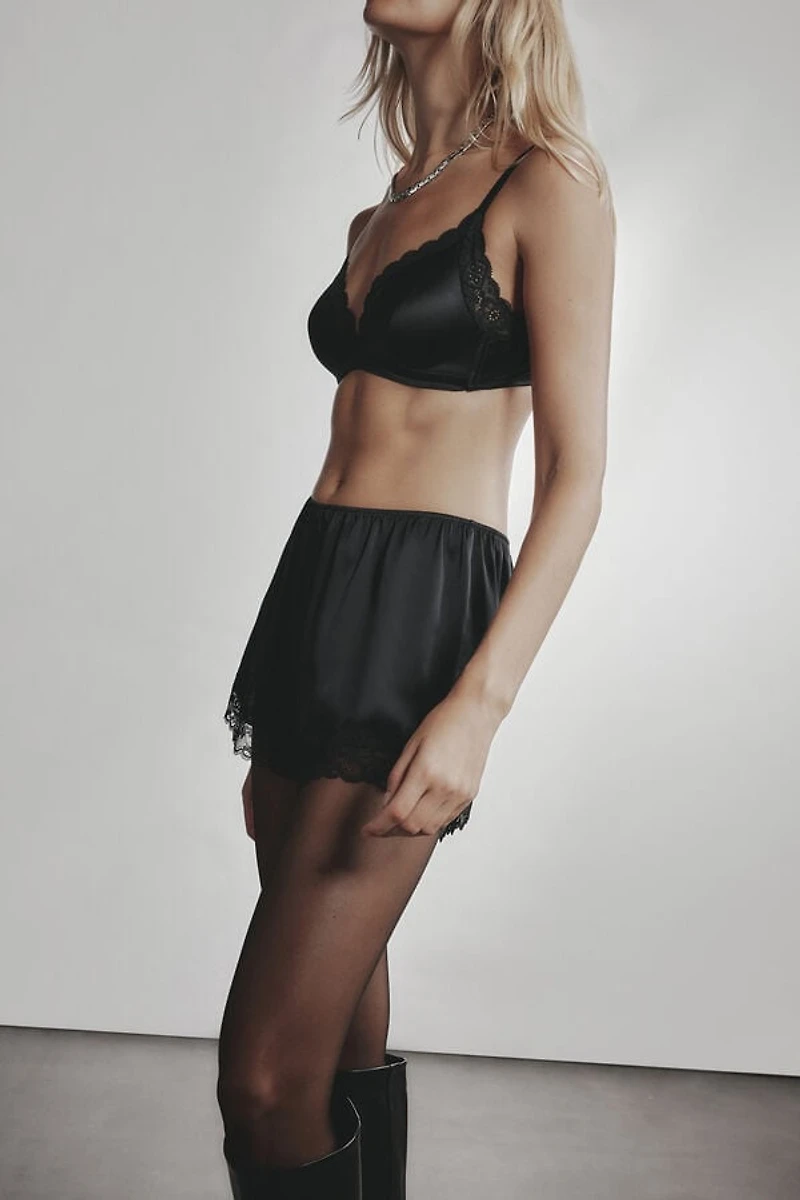 Tiziana Wireless Plunge Triangle Bra Silk and Lace