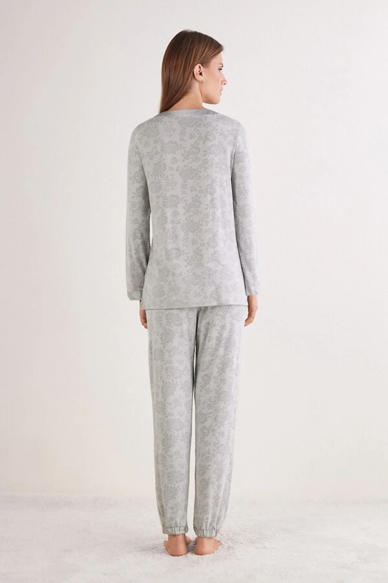 Soft Dreams Devoré Motif Full Length Pajamas