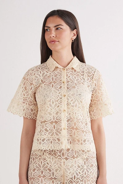 Italian Rivera Short Sleeve Lace Shirt