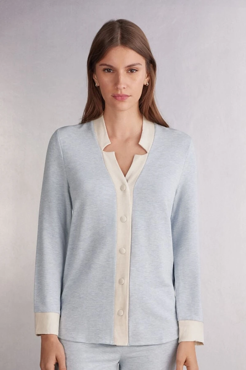 Cold Winter Night Button Up Top Modal with Wool