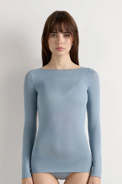 Boat Neck Modal Cashmere Ultralight Top