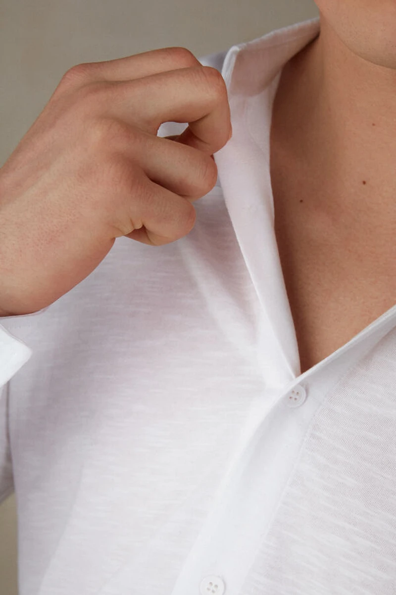 Slub Cotton Long Sleeve Shirt