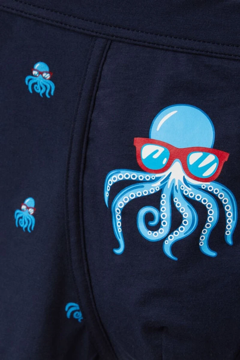 Octopus Print Natural Fresh Cotton Boxers