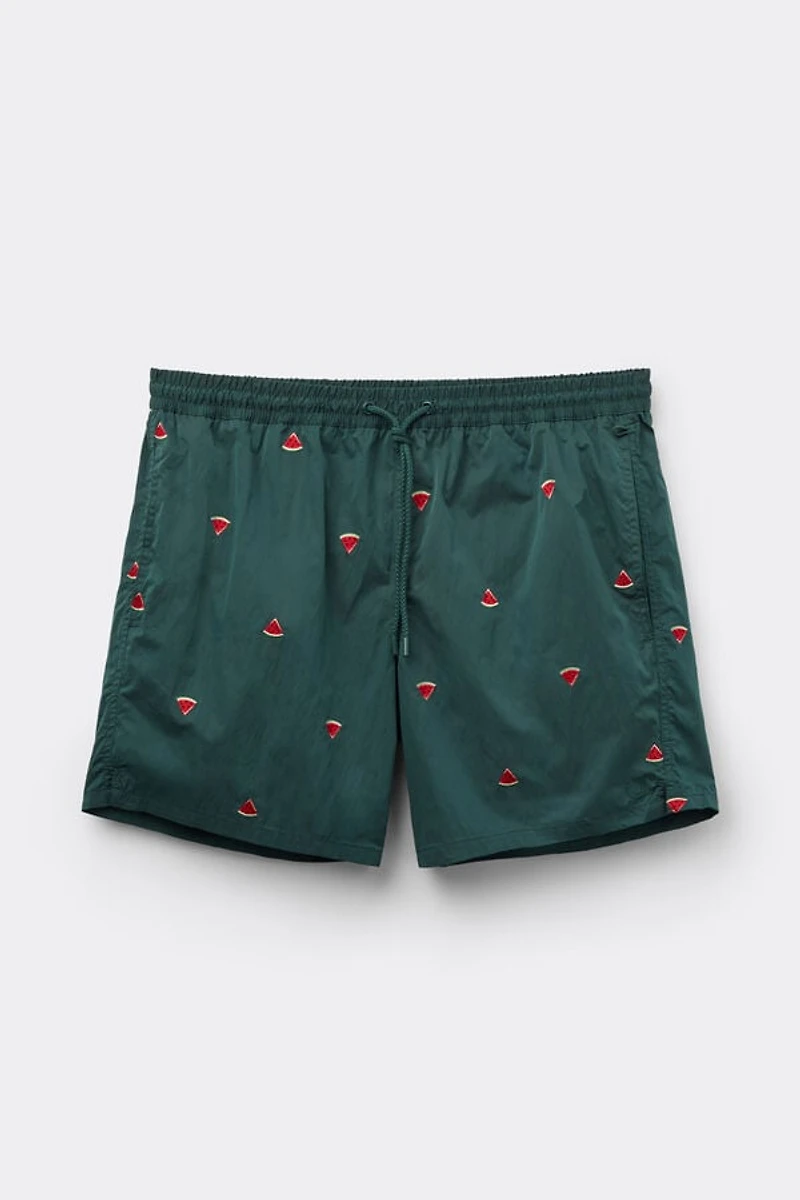Embroidered Watermelon Swim Trunks
