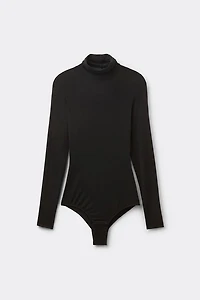 High Collar Bodysuit Modal Ultralight with Cashmere