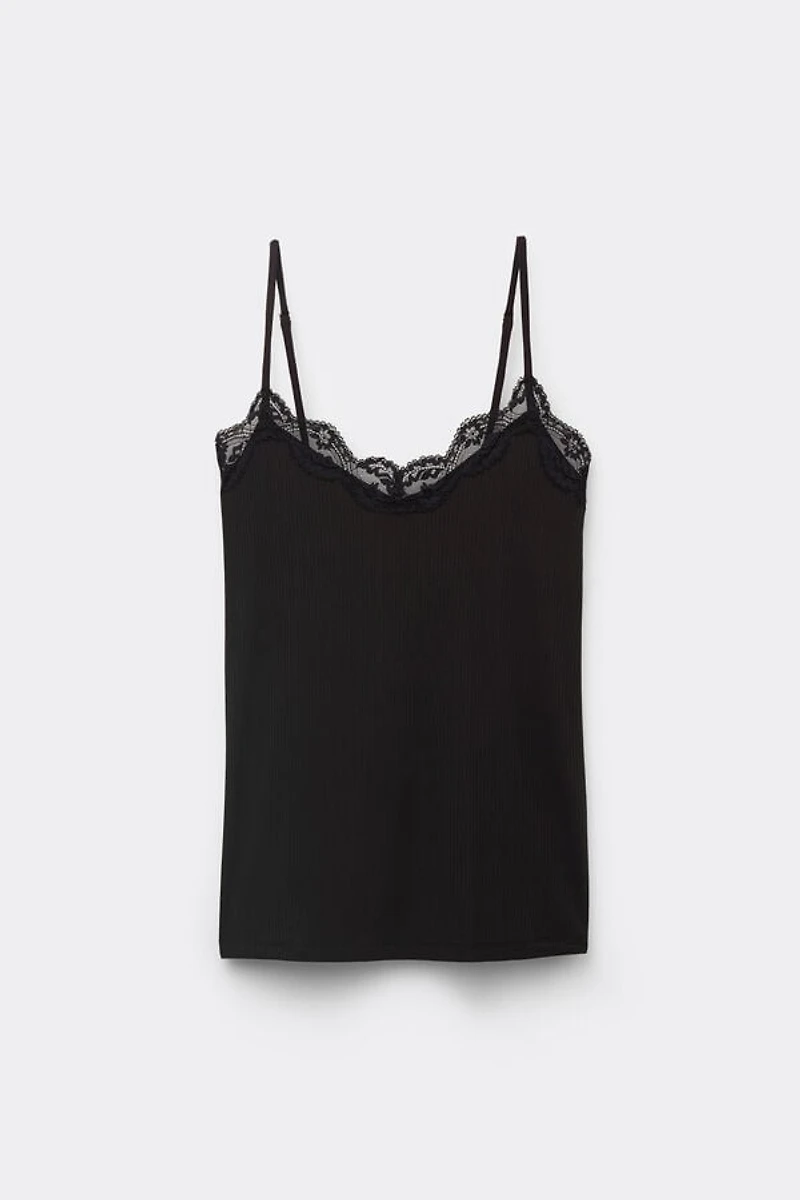 Your Everyday Wear Ribbed Top with Lace