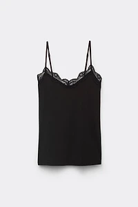 Your Everyday Wear Ribbed Top with Lace