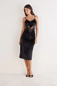 La Femme Fatale Long Velvet and Lace Slip