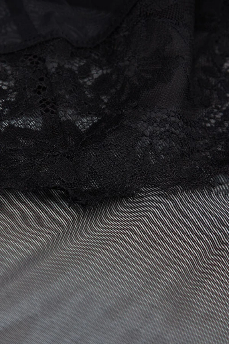 Sheer Glamour Tulle and Lace Babydoll