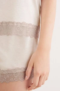 Lace Trim Tank Top Short Pajamas Modal