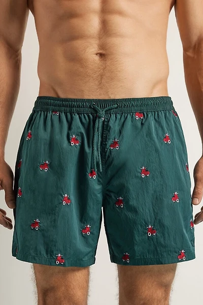 Embroidered Scooter Swim Trunks