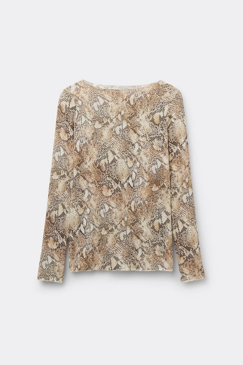 Seductive Glamour Snakeskin Print Top Modal Ultralight with Cashmere