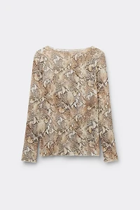 Seductive Glamour Snakeskin Print Top Modal Ultralight with Cashmere