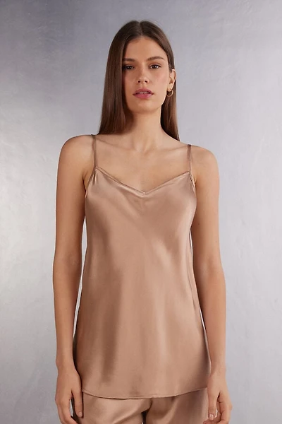 Silk Satin Top with V-neckline