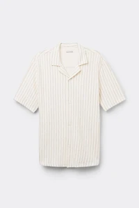Short Sleeved Bowling Shirt with Stripes