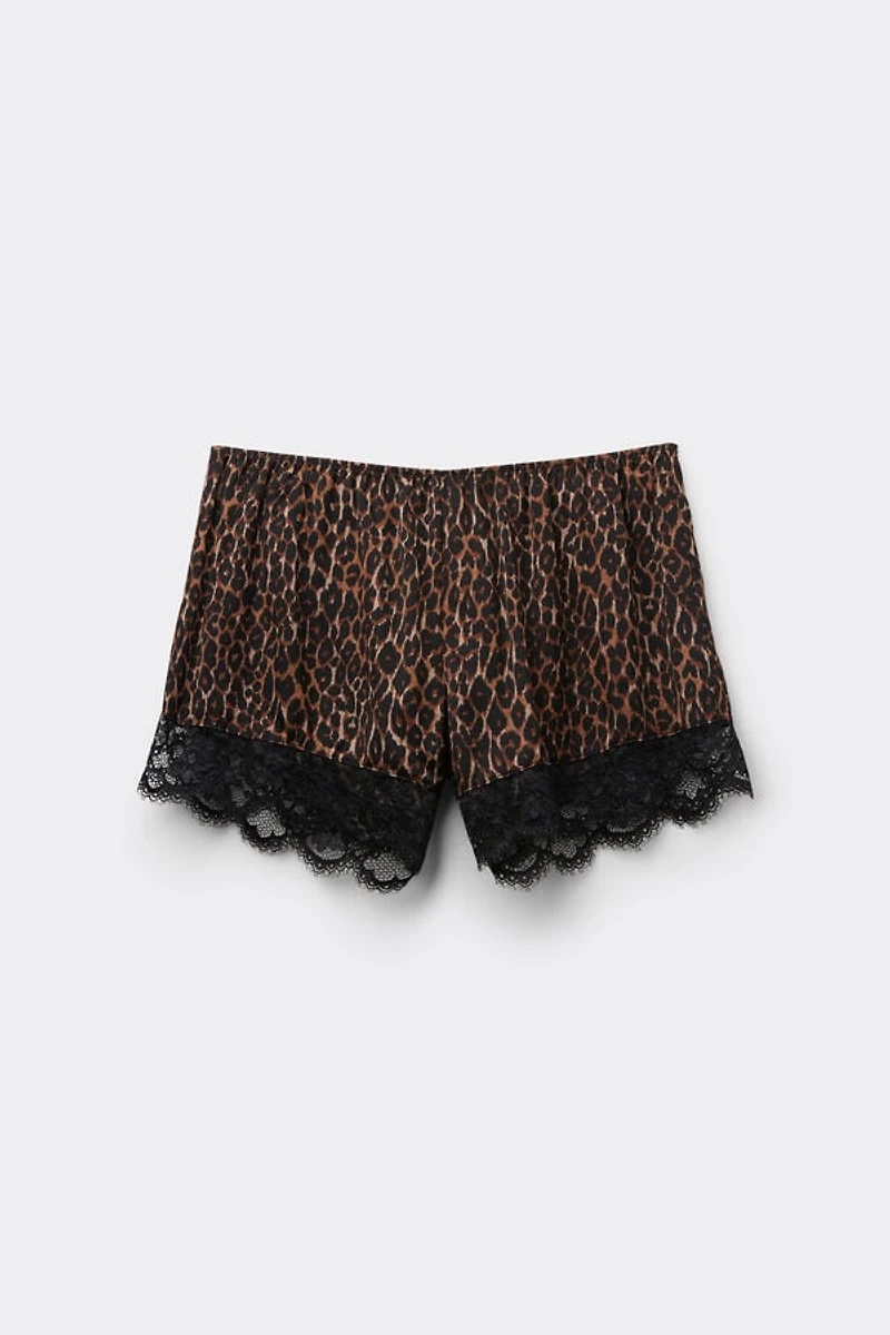 Sensual Attitude Animal Print Viscose Satin Shorts