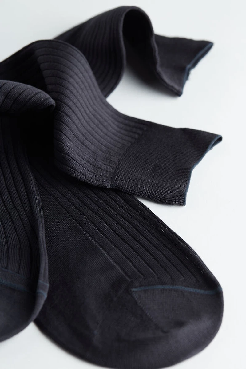 Short Ribbed Egyptian Cotton Socks
