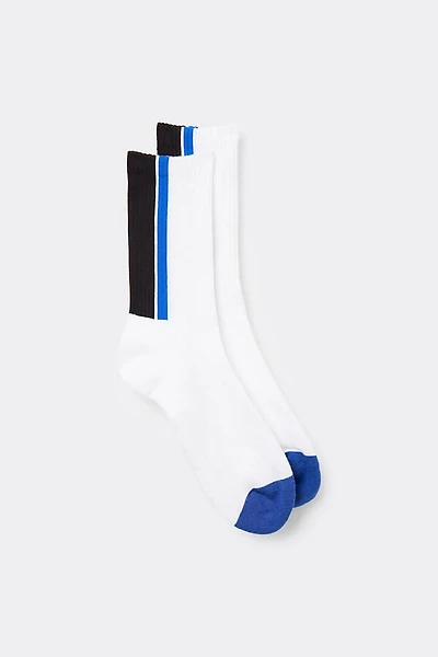 Striped Terrycloth Crew Socks