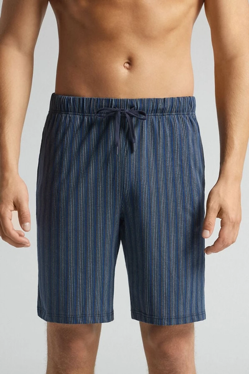 Stripe Print Cotton Shorts