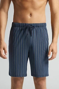 Stripe Print Cotton Shorts