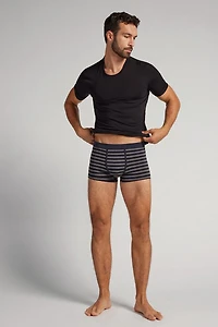 Blue Grey Stripe Print Superior Cotton Boxers