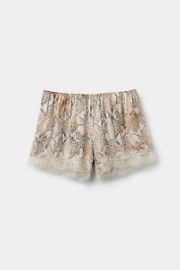 Seductive Glamour Snakeskin Print Viscose Satin Shorts