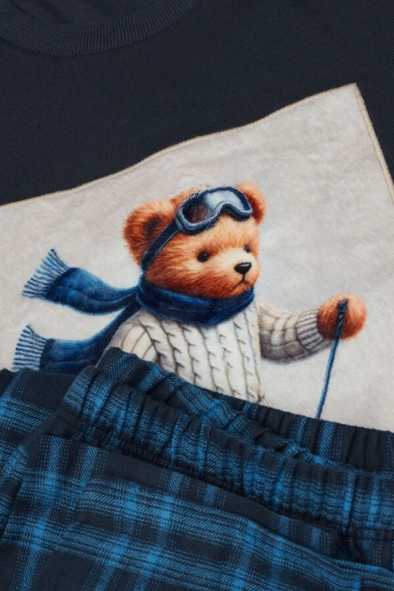 Ski Bear Print Full Length Cotton Pajamas