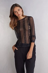 Her Beauty Lace and Tulle Long Sleeve Top