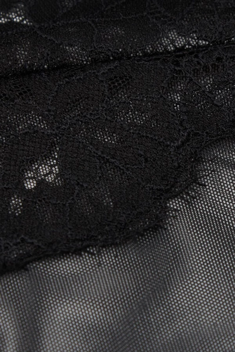 Sheer Glamour Tulle and Lace Bodysuit