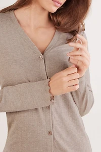 Luxyury Softness Button Up Modal Top with Cashmere