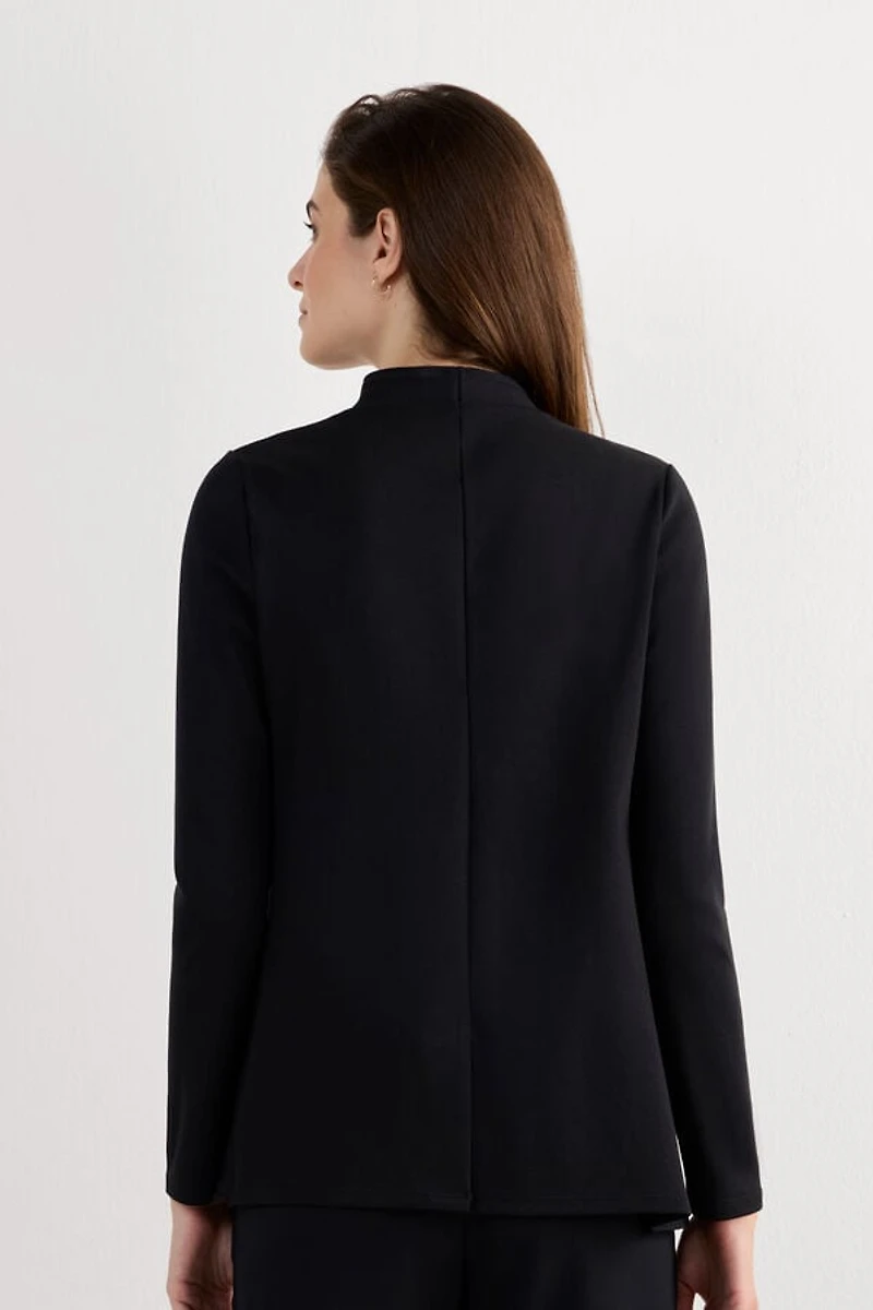 Long-Sleeved Cotton Interlock Cardigan